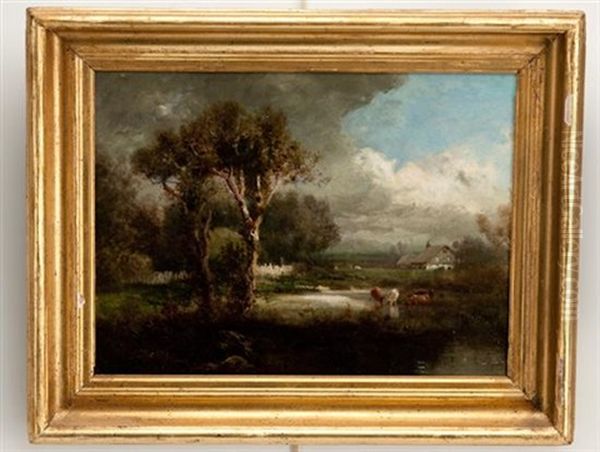 Landscape With Cattle In Stream - view 1