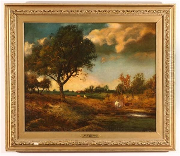 Twilight Landscape With Sheep - view 1