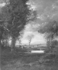 Country Landscape With Deer Grazing At Sunset by Patrick Vincent Berry