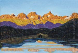 Sonnenuntergang Am St. Moritzersee Mit Blick Auf Piz Languard Sonnenuntergang Am St. Moritzersee Mit Blick Auf Piz Languard