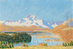 Engadiner Herbstlandschaft Mit Piz Margna (autumn Landscape In The Engadin With Mount Margna)