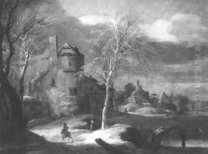 Paysage D'hiver Avec Patineurs Paysage D'hiver Avec Patineurs