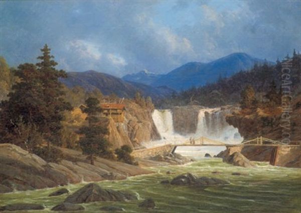 Wilde Gebirgslandschaft Mit Einem Wasserfall - view 1