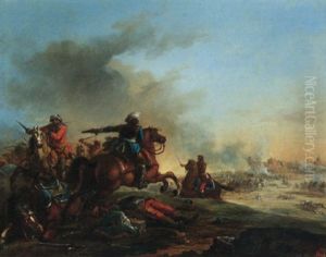 A Cavalry Engagement With A City Under Siege by Jacques Bertaux