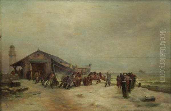 Shore Scene, Figures With Boat - view 1