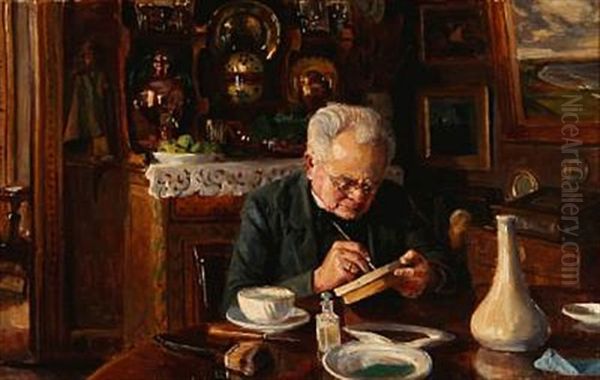 Interior With The Artist's Father, The Danish Painter And Sculptor Rudolf Bertelsen - view 1