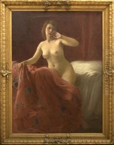 Female Nude Rising From Her Bed In The Morning by Lucien Claude Alexandre Berthault