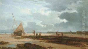 Beach Scene by Pierre Emile Berthelemy