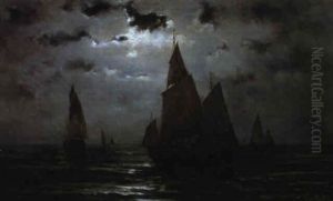 Nachtlicher Fischfang by Pierre Emile Berthelemy