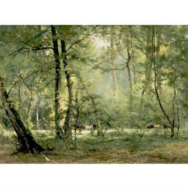 Cows In A Woodland Glade - view 1