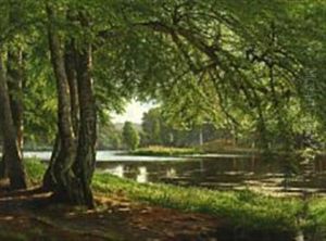 Sunny Forest Scape With Lake by Christian Bernh. Severin Berthelsen