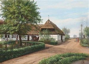 Summer Idyll In The Countryside With A Whitewashed Farmhouse by Christian Bernh. Severin Berthelsen