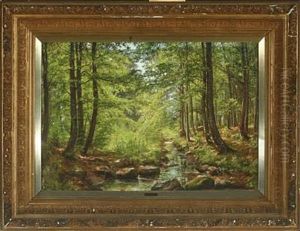 Forest Scenery With Stream by Christian Bernh. Severin Berthelsen