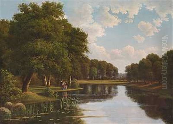 To Unge Damer I Lange Kjoler Pa Spadseretur I Jaegersborg Dyrehave - view 1