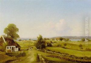 Udsigt Over Esrum So Med Fredensborg Slot by Christian Bernh. Severin Berthelsen