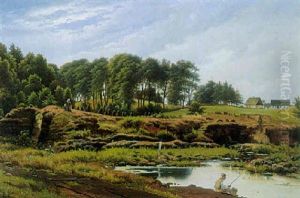 Landskab Med Fiskende Dreng by Christian Bernh. Severin Berthelsen