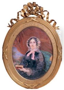 Portrait De Femme En Robe Noire, Un Ruban Rose Sous Sa Coiffe De Dentelle: Sophie Boullaire Ep. Noel Nicolas Boucher St Remy