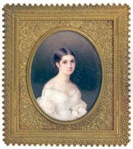 Portrait De Femme En Robe Blanche: Sophie Emma Boucher St Remy, Baronne Chaulin by Sidonie Berthon (Mademoiselle)