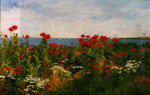 Coquelicots Et Marguerites En Bord De Mer by Paul Berthon