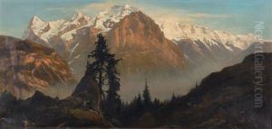 Blick Von Murren Auf Eiger, Monch Und Jungfrau by Auguste Henry Berthoud