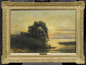 Landschaft Bei Neuchatel Mit Einem Fischerboot