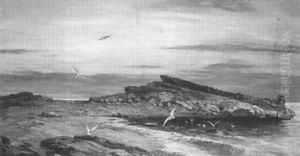 Fin De Journee Sur La Cote by Auguste Henry Berthoud