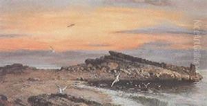 Vue Du Lac De Neuchatel by Auguste Henry Berthoud