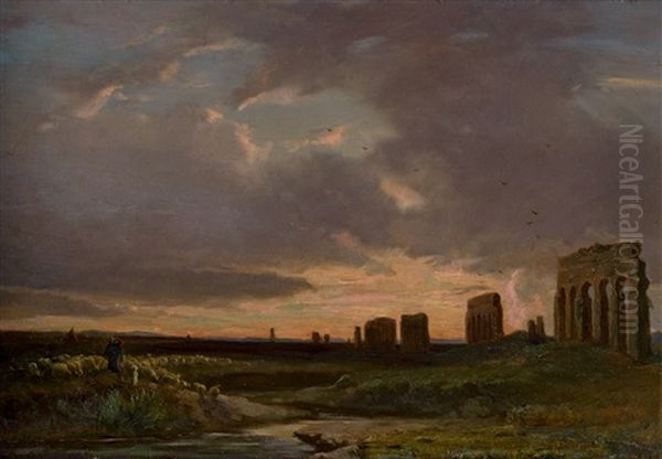 Abend In Der Romischen Campagna Mit Der Aqua Claudia - view 1
