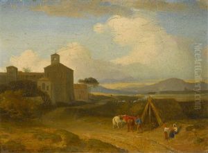 Italienische Landschaft Mit Kloster by Rodolphe Leon Berthoud