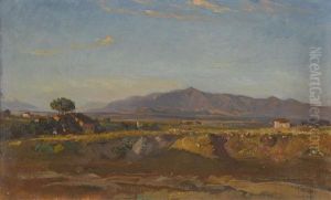 Sudliche Landschaft Im Abendrot by Rodolphe Leon Berthoud