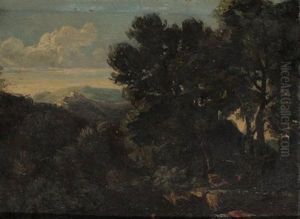 Kleine Seelandschaft Mit Badendem by Rodolphe Leon Berthoud