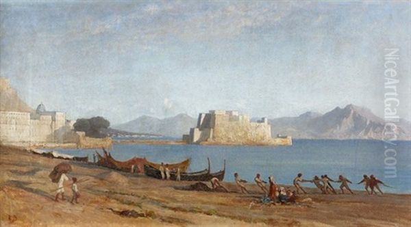 Fischer Bei Neapel Mit Blick Auf Das Castel Dell'ovo - view 1