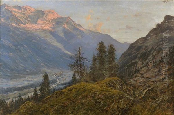 Soleil  Couchant. Le Mont Blanc Vu Des Hauteurs De La Flegere - view 1