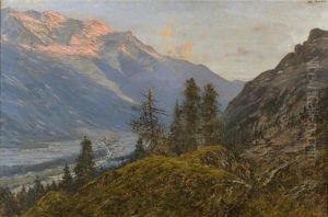 Soleil Couchant. Le Mont Blanc Vu Des Hauteurs De La Flegere by Charles Alexandre Bertier