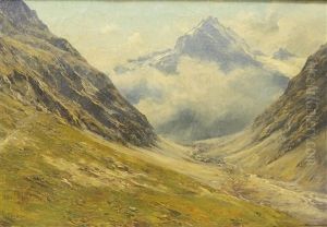 Le Torrent De La Romanche Et Roche-meane Vus Depuis L'alpe De Villar D'arene by Charles Alexandre Bertier