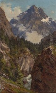 Paysage De Montagne by Charles Alexandre Bertier