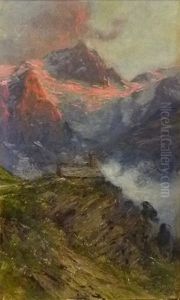 La Meije Vue Des Hauteurs De La Grave, Soleil Couchant La Meije Vue Des Hauteurs De La Grave, Soleil Couchant