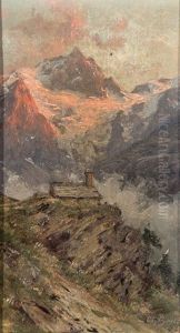 La Meije, Soleil Couchant by Charles Alexandre Bertier