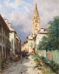 Une Rue A Barcelonnette, Alpes De Hautes Provence by Charles Alexandre Bertier