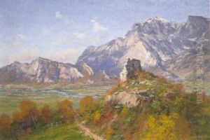 Paysage De Montagne, Environs De Ragaz by Charles Alexandre Bertier
