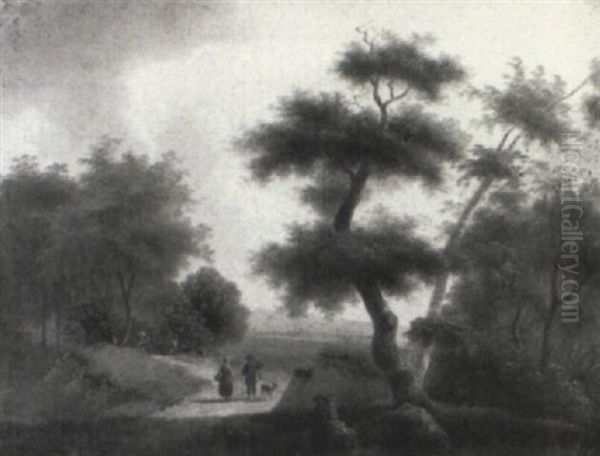 Travelers Along A County Road - view 1