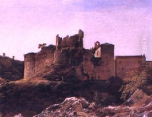 View Of A French Castle by Francois-Edouard Bertin