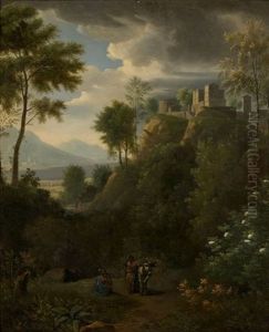 Paysage Classique Anime De Personnages by Jean Victor Bertin