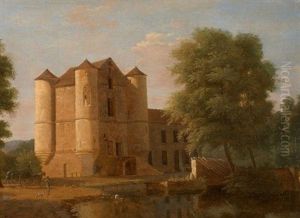 Le Chateau De La Reine-blanche Aux Etangs De Commelles, En Foret De Chantilly by Jean Victor Bertin