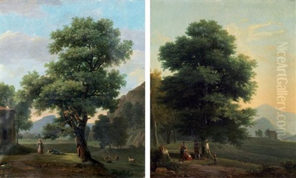 Le Chene Et L'hetre Ou Joueur De Cornemuse Et Son Petit Chien (2 Works) - view 1