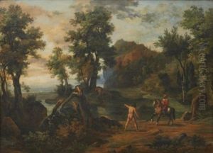 Landskap Med Vildman Och Ryttare