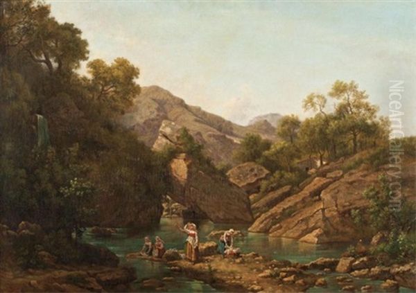 Washing Laundry In An Alpin Stream - view 1