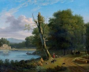 Paysage Lacustre En Italie by Jean Victor Bertin