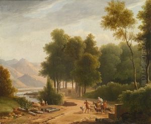 Sudliche Gebirgslandschaft Mit Hirtenstaffage by Jean Victor Bertin