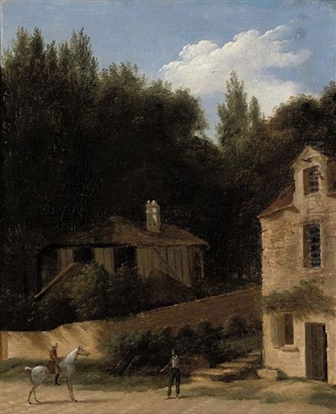An Italianate Wooded Landscape With A Gentleman On Horseback Before A House - view 1